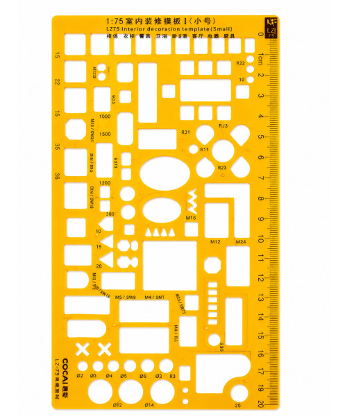 Shabllon multifunksional për vizatim teknik 1:75 Shabllon multifunksional për vizatim teknik 1:75