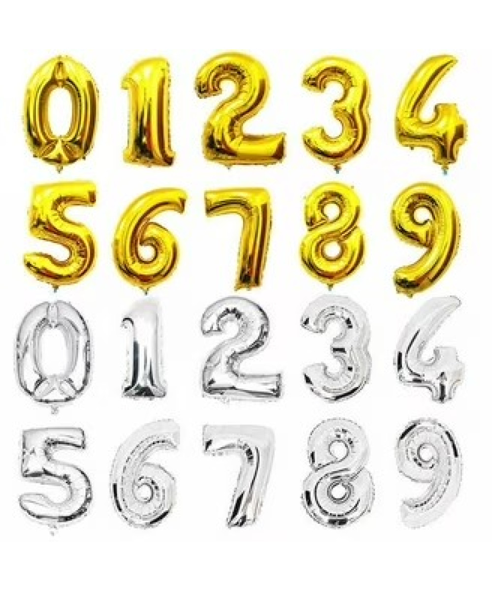 Balona Folie në Formë Numrash (0–9) – Ari & Argjend Balona Folie në Formë Numrash (0–9) – Ari & Argjend
