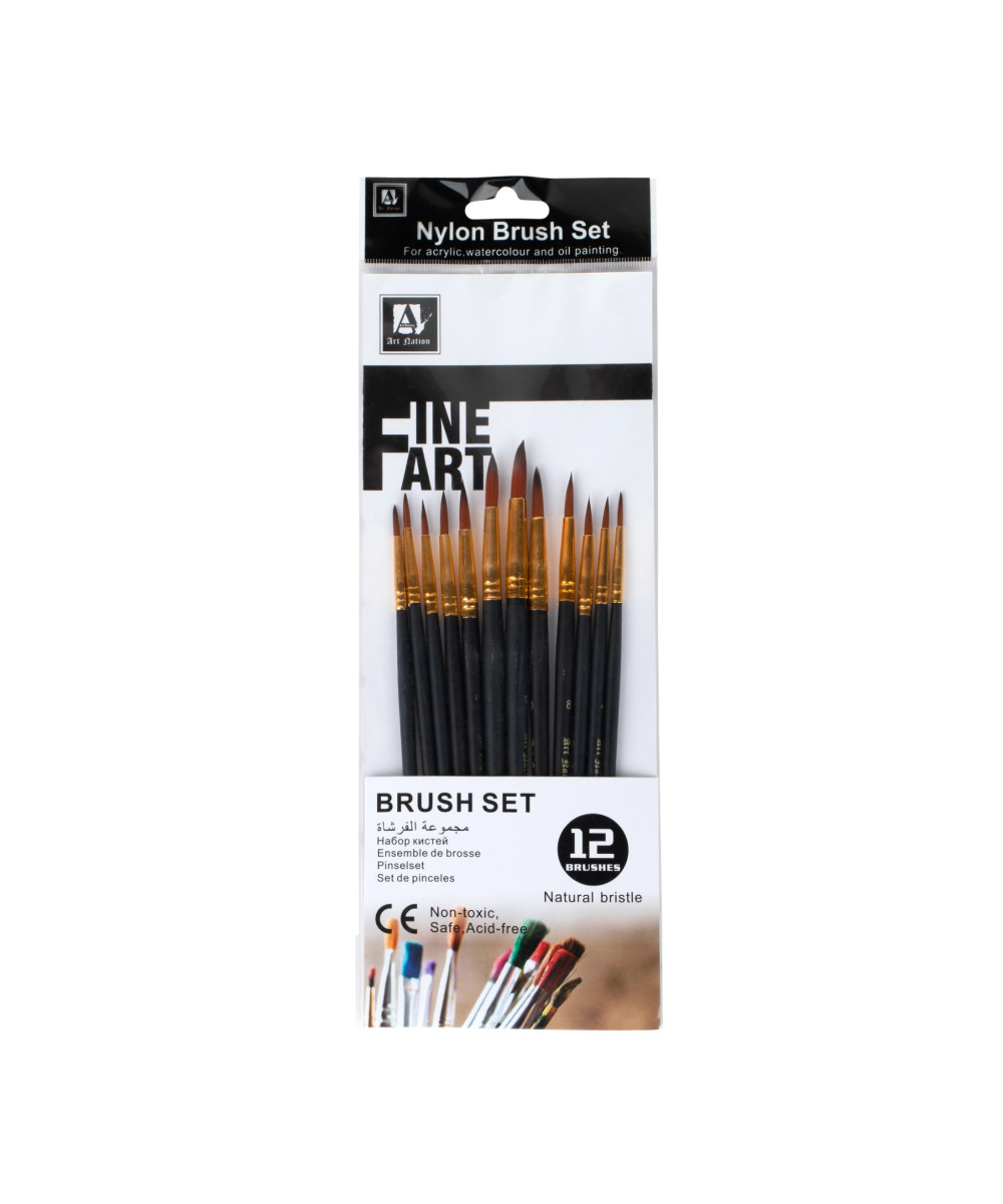 Art Nation Fine Art Nylon Brush Set – 12 Brushes Art Nation Fine Art Nylon Brush Set – 12 Brushes