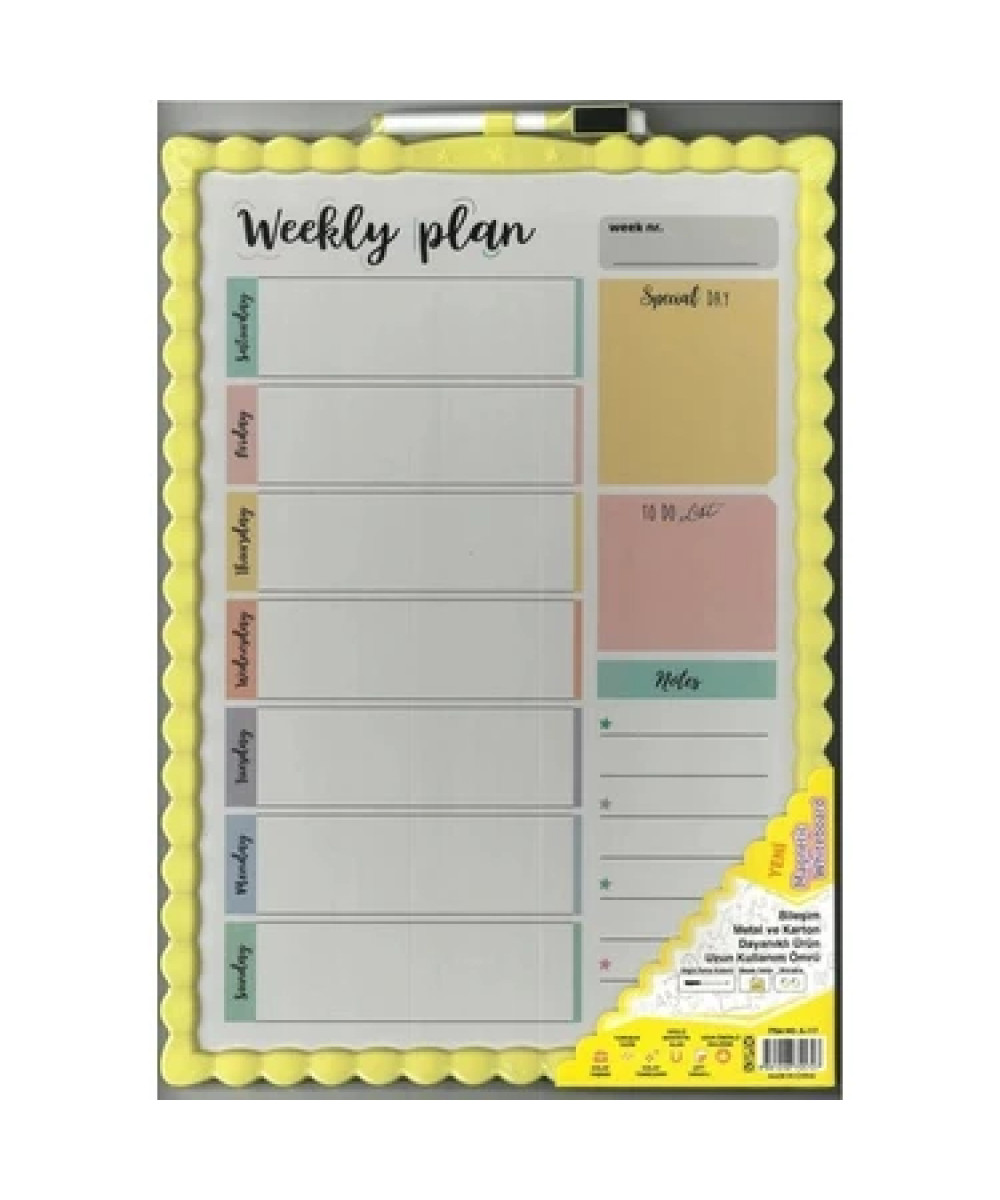 Tabela Magnetike “Weekly Plan” për Organizim Javor Tabela Magnetike “Weekly Plan” për Organizim Javor