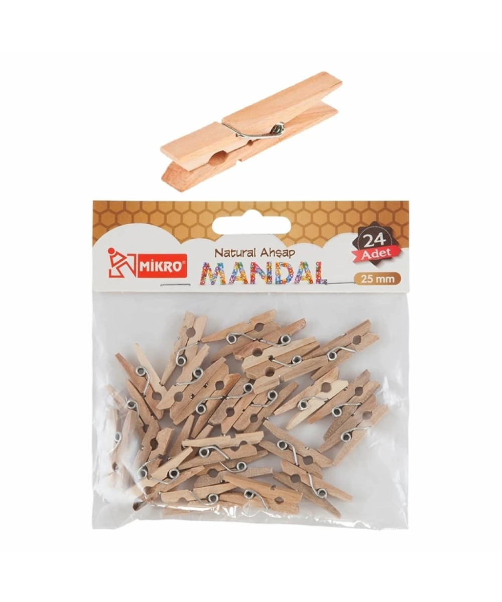 Mikro Mandal Natyral prej Druri – 24 Copë (25 mm)