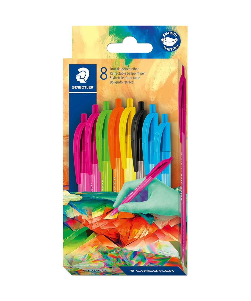 Staedtler Retractable Ballpoint Pens – Set me 8 Stilolapsa me Ngjyra Staedtler Retractable Ballpoint Pens – Set me 8 Stilolapsa me Ngjyra
