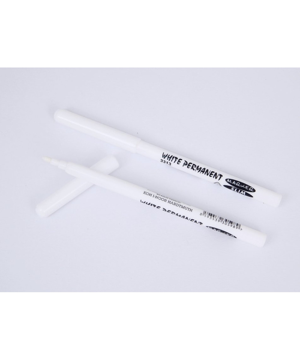 KOH-I-NOOR White Permanent Marker Slim 3313 – White KOH-I-NOOR White Permanent Marker Slim 3313 – White