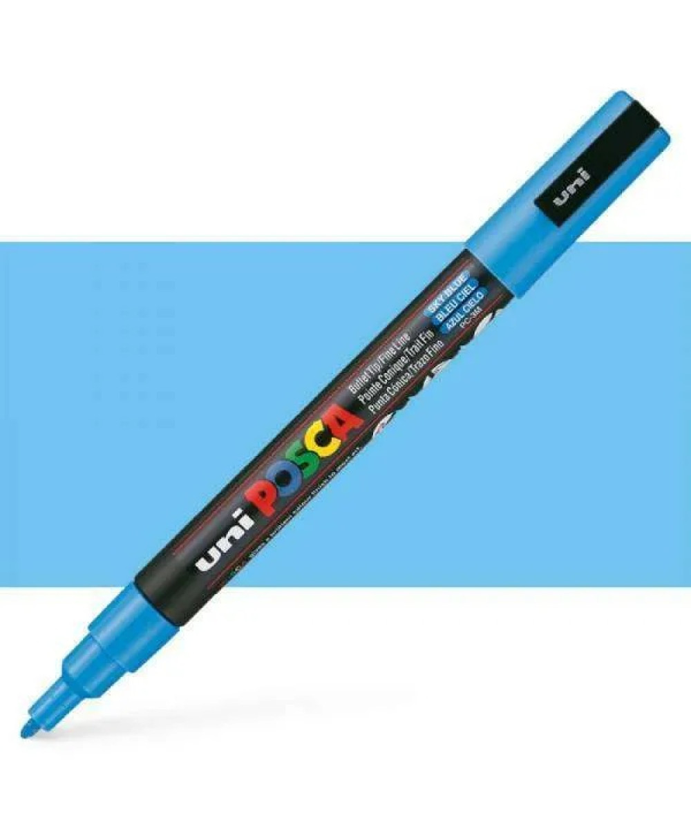 UNI POSCA PC-3M Marker – Light Blue (Blu e Çelët) UNI POSCA PC-3M Marker – Light Blue (Blu e Çelët)